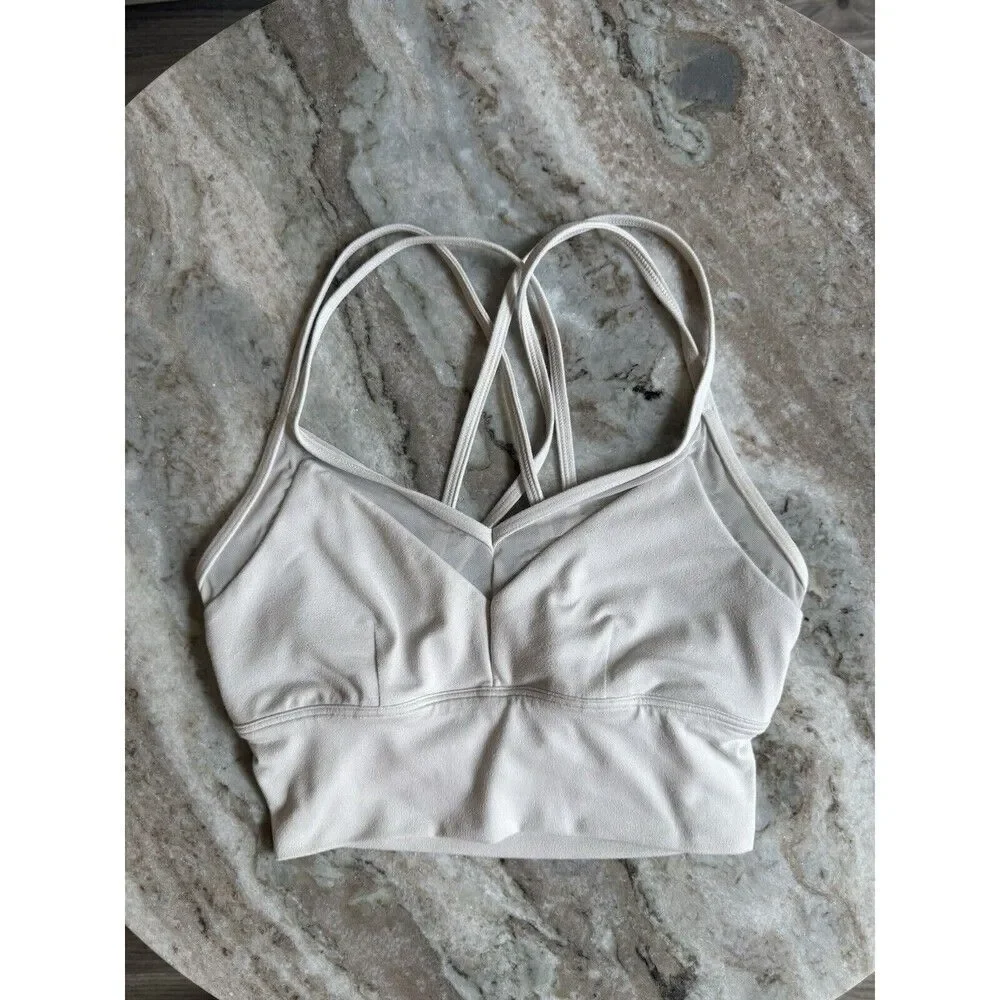 Alo Yoga Sneak Long Bra Strappy Sports Bra Size In Bone XS